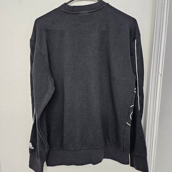 Adidas Giant Logo Sweatshirt Adult Size Small Black Pullover Crew Neck Athletic - Picture 6 of 9